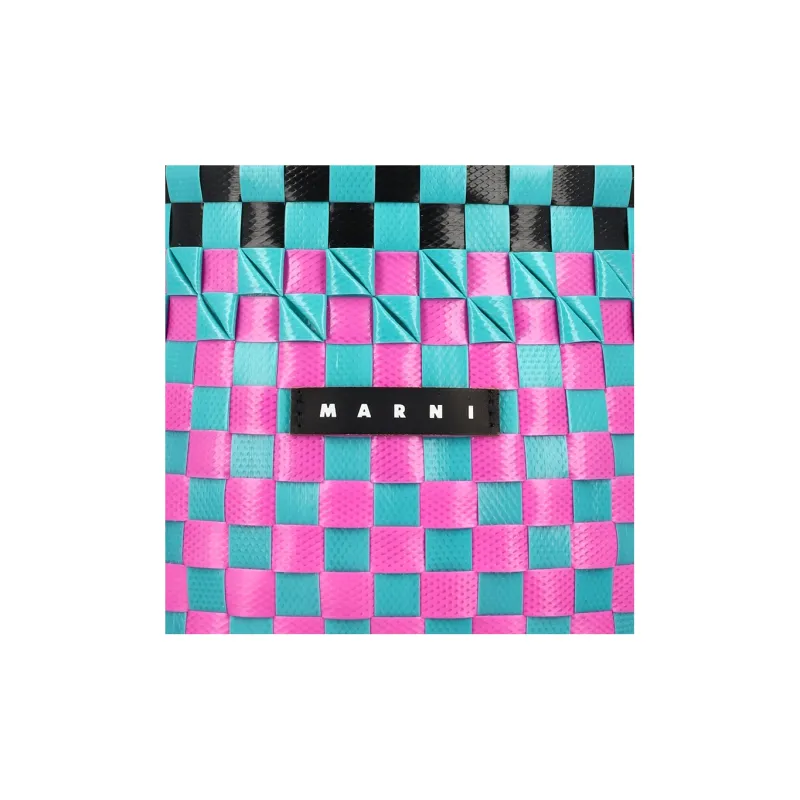 MARNI Logo Patch Checked Shoulder Bag-5