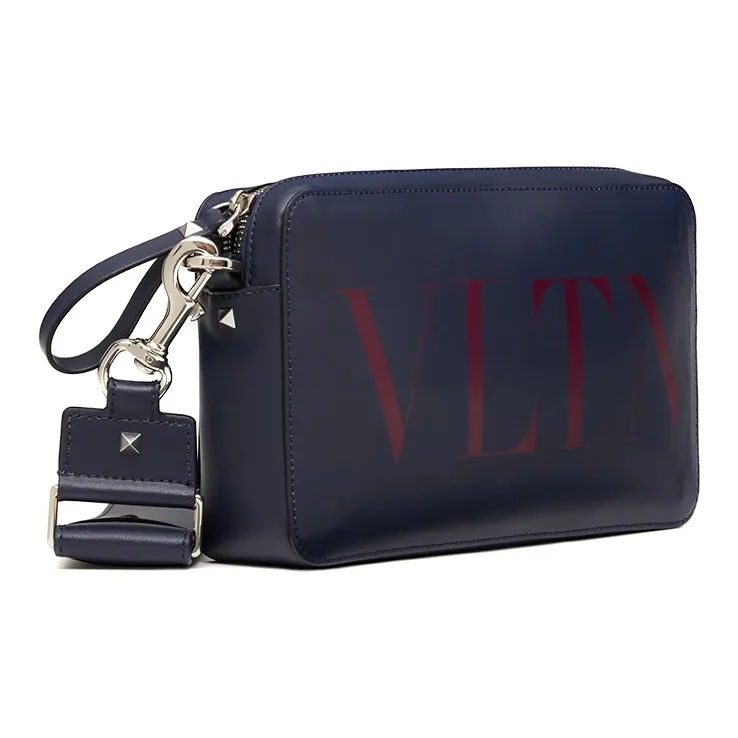Valentino VLTN Leather Shoulder Bag Crossbody Bag Men's Black Deep Red-1