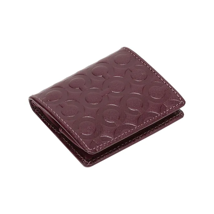 COACH Cow Leather Coin Purse Wallet Women's Burgundy-3