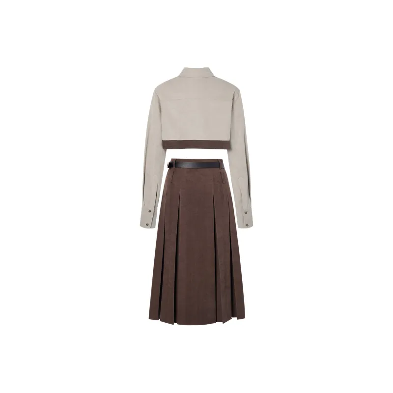 I'M ONE Skirt Set Women's Beige Coffee Multicolor-1