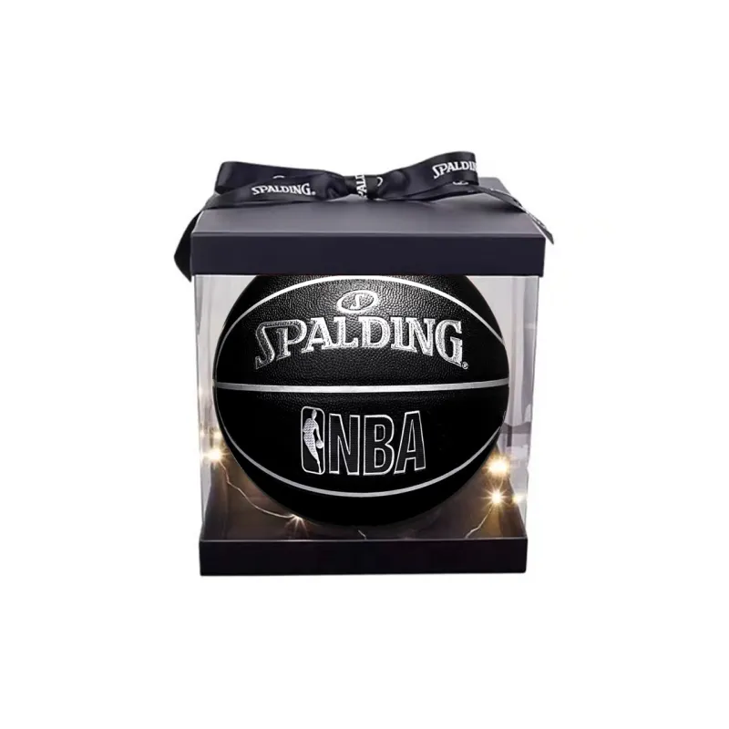 SPALDING PU Basketball Black Silver Size 7 Competition Unisex-3