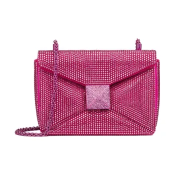 Valentino One Stud Rhinestone Embroidery Crossbody Bag, Shoulder Bag Women's Pink