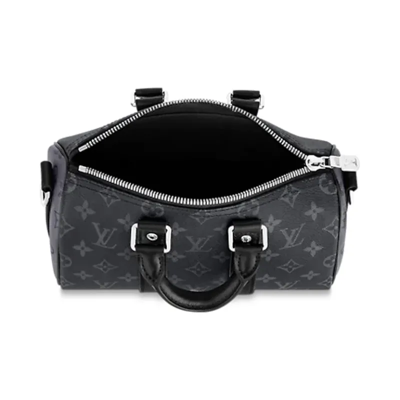 LOUIS VUITTON Keepall Coated Canvas With Leather Trim Handbag Shoulder Bag Crossbody Bag Regular Men's Black/Gray-4