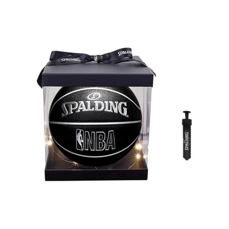 SPALDING PU Basketball Black Silver Size 7 Competition Unisex-2