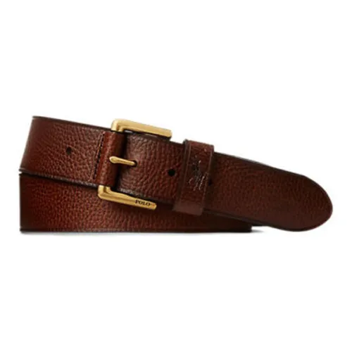 Polo Ralph Lauren Top With 'Polo' Logo Pin Buckle Leather Belts Men's Brown Width: 3.8CM