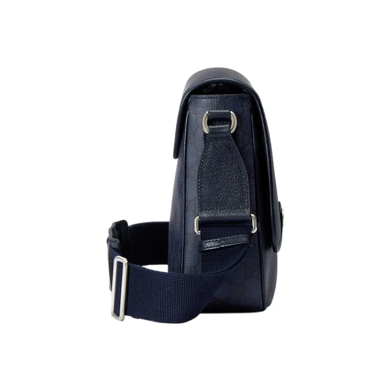GUCCI Ophidia Canvas With Leather Canvas Bag, Messenger Bag, Shoulder Bag, Crossbody Bag Medium Size Men's Blue/Black-3