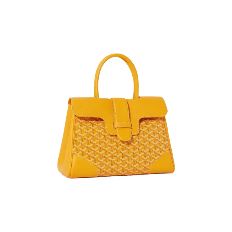 GOYARD Saigon Canvas With Leather Xigong Tote Handbags Shoulder Bags Large Size Unisex Yellow-1