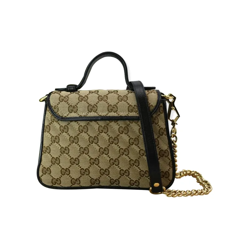 GUCCI GG Marmont Canvas With Leather Handbag Shoulder Bag Crossbody Bag Mini Women's Brown/Black-1