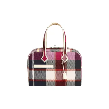 HERMES Canvas With Swift Calfskin Handbag Women's Marine Blue/Light Beige/Black/Raspberry/Cream White