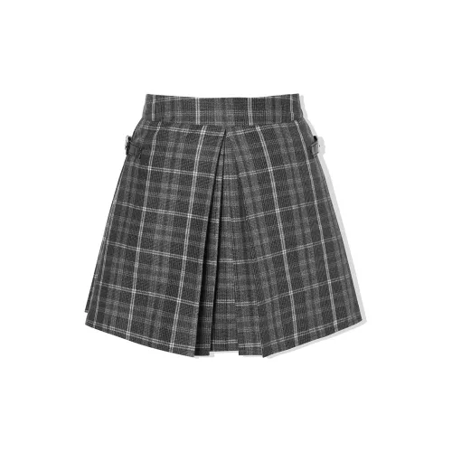 LA CRAWFISH Casual Short Skirts Women's Black/White Gray Plaid