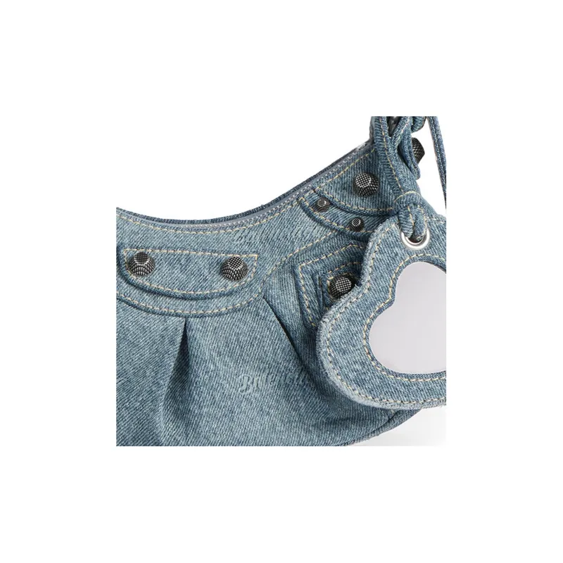 Balenciaga Le Cagole Denim Handbag Shoulder Bag Mini Women's Blue-4