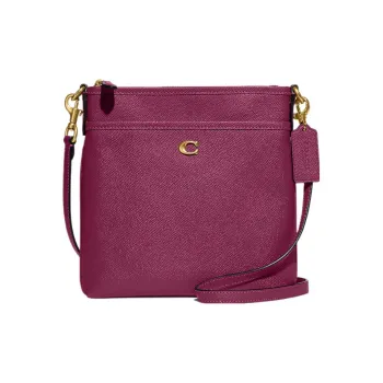 COACH Kitt Cross-Stitch Leather Messenger Bag Shoulder Bag Crossbody Bag Small Size Women's Dark Plum