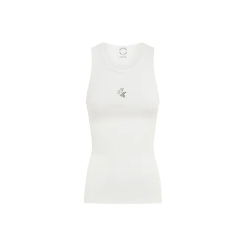 With Jean Tank Tops Women's White