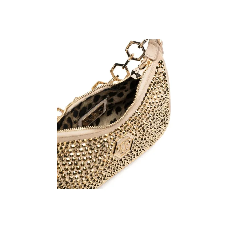 PHILIPP PLEIN Calfskin Suede Shoulder Bag Women's Gold-3