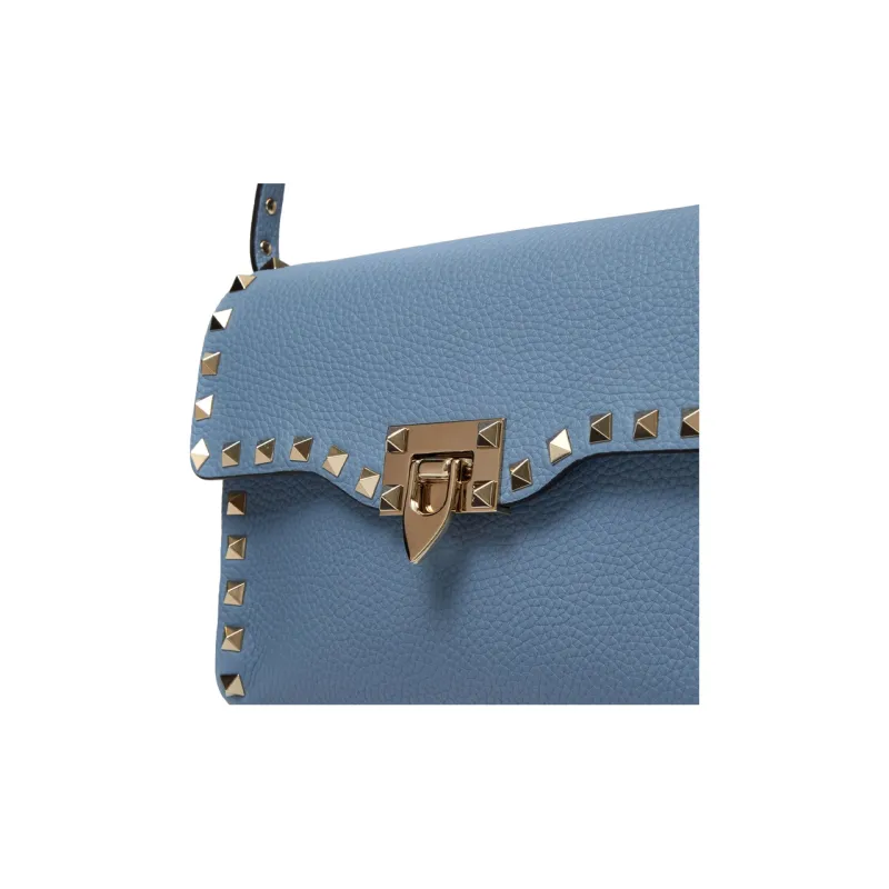 Valentino Rockstud Calfskin Messenger Bag Shoulder Bag Crossbody Bag Women's Transparent Blue-4