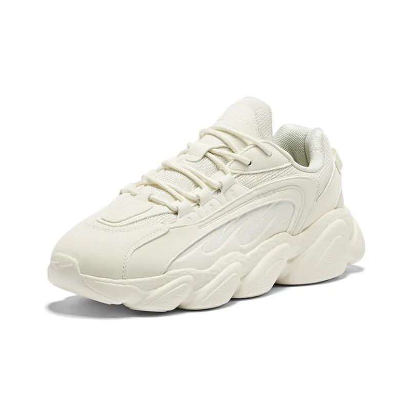 Erke Slip Resistant Low Top Casual Running Shoes Men's Ivory-2