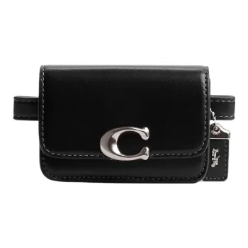 COACH Bandit Cow Leather Card Holder, Sling Bag, One Shoulder, Crossbody, Fanny Pack Women's Black