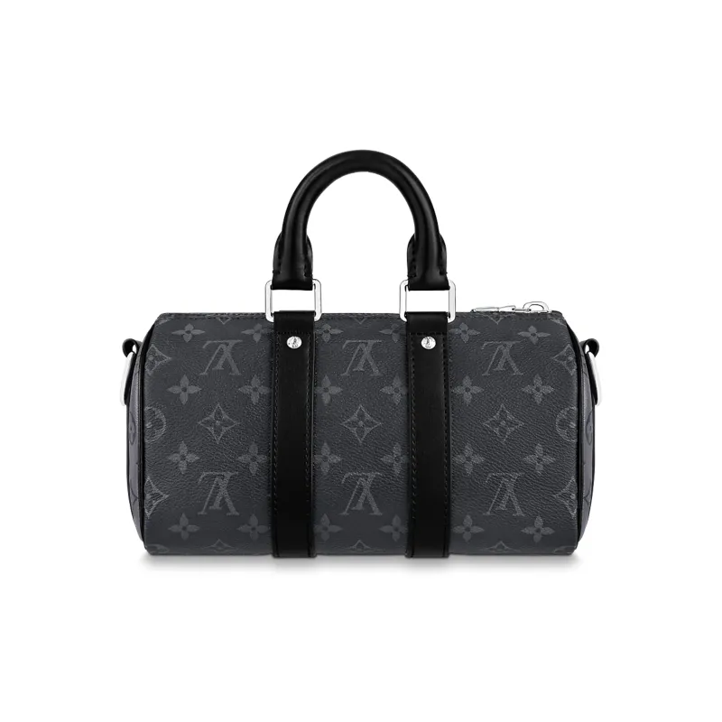 LOUIS VUITTON Keepall Coated Canvas With Leather Trim Handbag Shoulder Bag Crossbody Bag Regular Men's Black/Gray-1