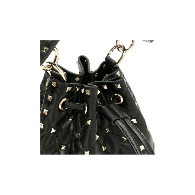 Valentino Cow Leather Bucket Bags Handbags Women's Black-3