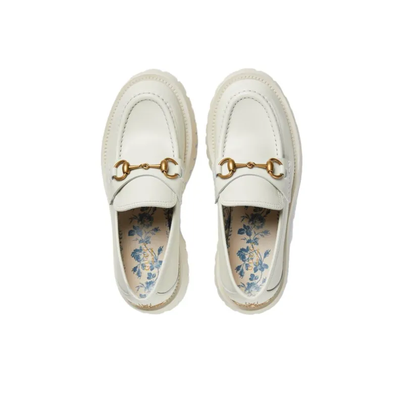 GUCCI Horsebit Loafers Women's White-3