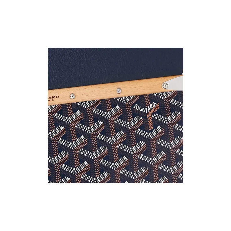 GOYARD Saigon Canvas With Leather Xigong Tote Handbags Shoulder Bags Large Size Unisex Marine Blue-5