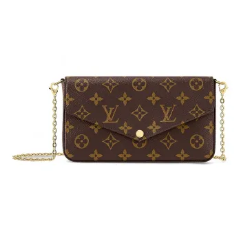 LOUIS VUITTON Pochette Felicie Coated Canvas With Cow Leather Chain Bag, Crossbody Bag, Shoulder Bag Women's