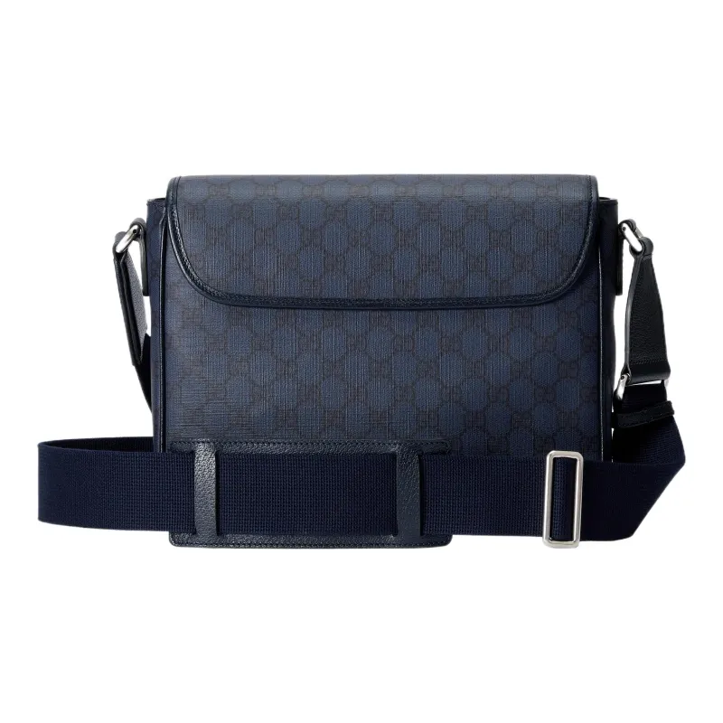 GUCCI Ophidia Canvas With Leather Canvas Bag, Messenger Bag, Shoulder Bag, Crossbody Bag Medium Size Men's Blue/Black-4