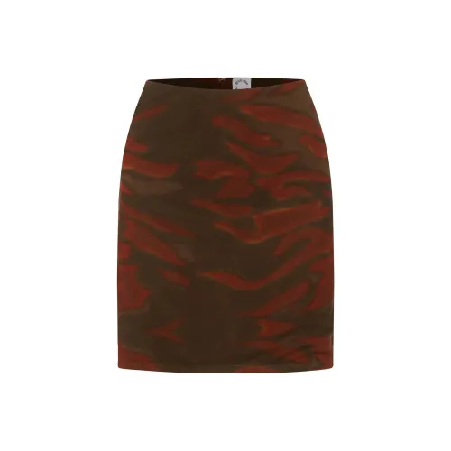 With Jean Casual Short Skirts Women's Brown