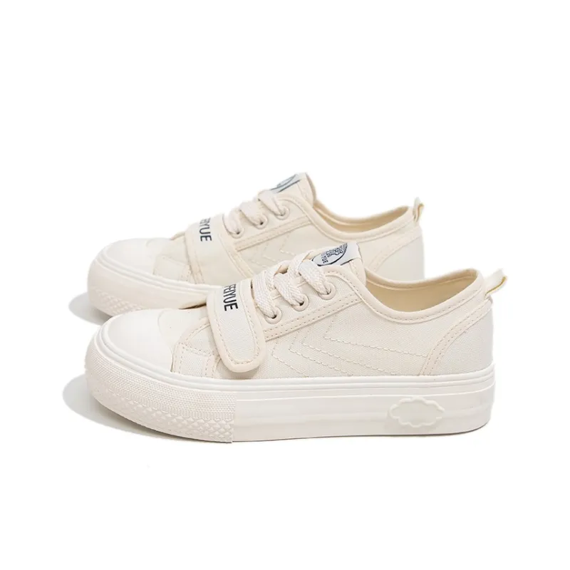 Feiyue Anti Slip Wear Resistant Low Top Platform Canvas Shoes Women's Beige-1