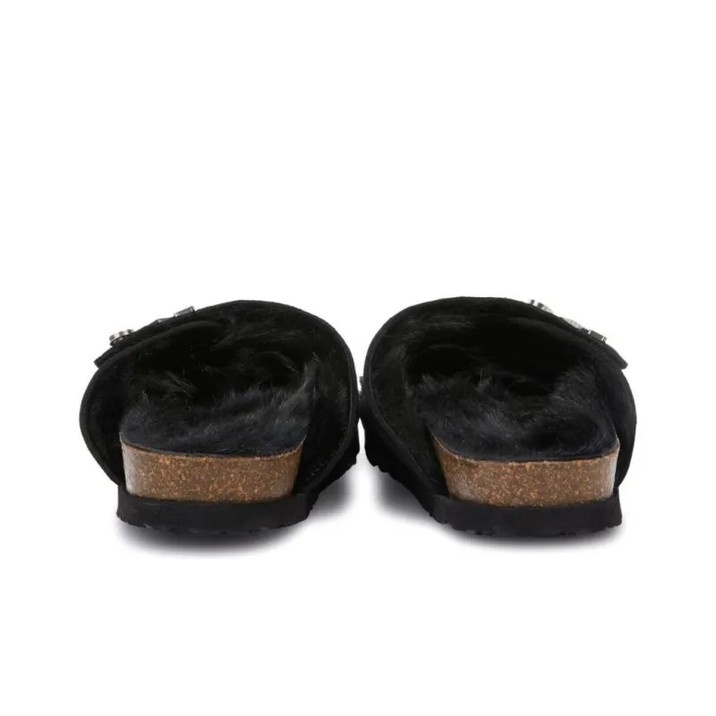 PALM ANGELS Monogram plaque Faux fur Sandals-3