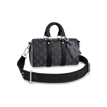 LOUIS VUITTON Keepall Coated Canvas With Leather Trim Handbag Shoulder Bag Crossbody Bag Regular Men's Black/Gray