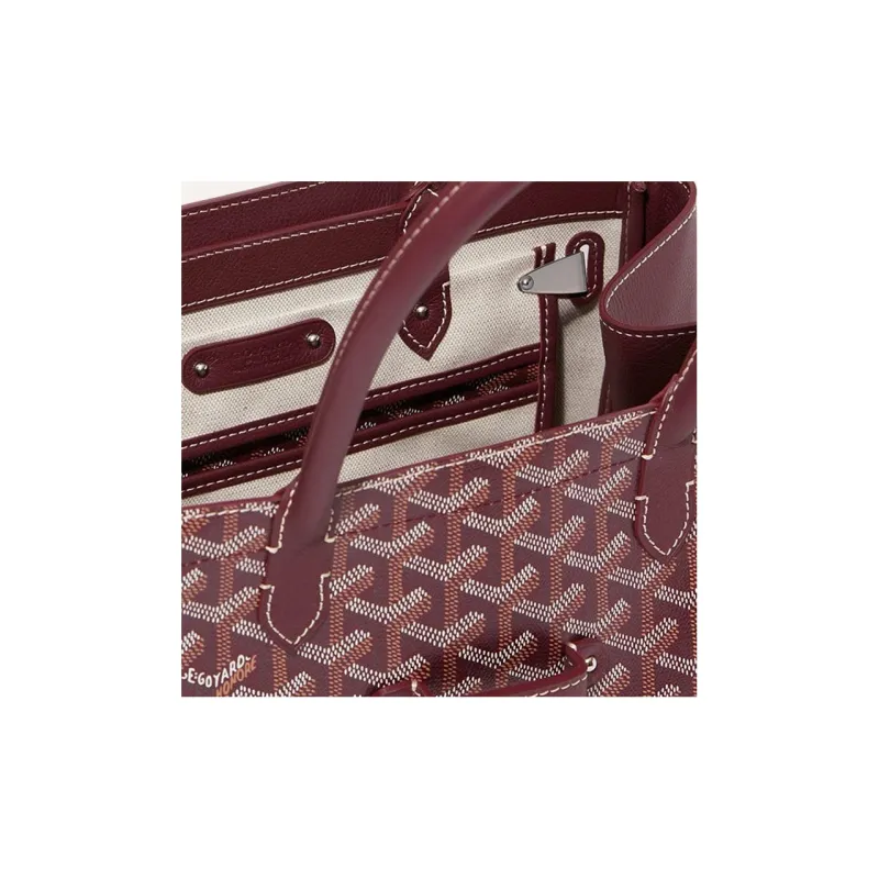 GOYARD Saigon Canvas With Leather Xigong Tote Handbags Shoulder Bags Large Size Unisex Burgundy-6