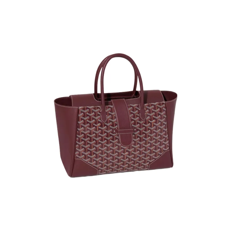 GOYARD Saigon Canvas With Leather Xigong Tote Handbags Shoulder Bags Large Size Unisex Burgundy-3