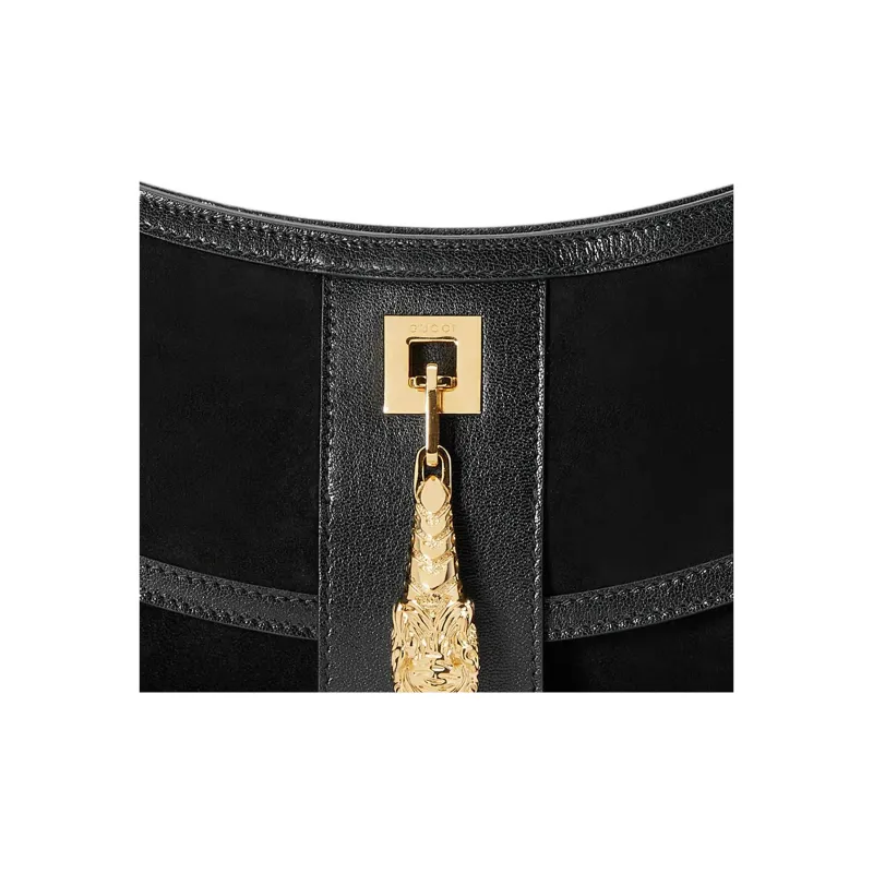 GUCCI Suede Handbag Shoulder Bag Women's Black-7