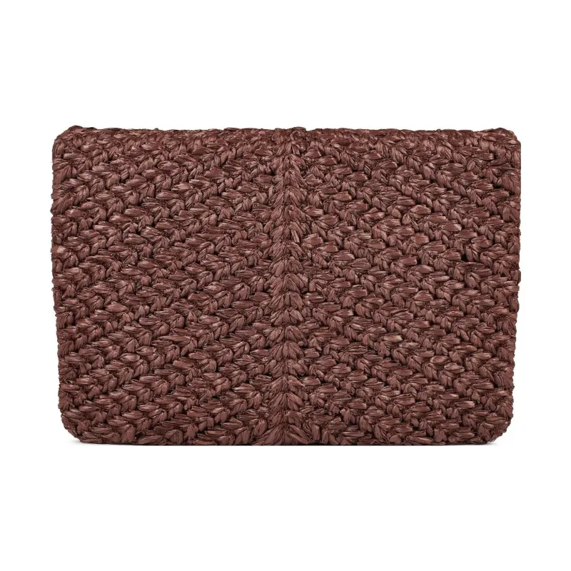 Valentino Raffia And Calfskin Detail Crossbody One Shoulder Clutch Regular Women's Brown-2