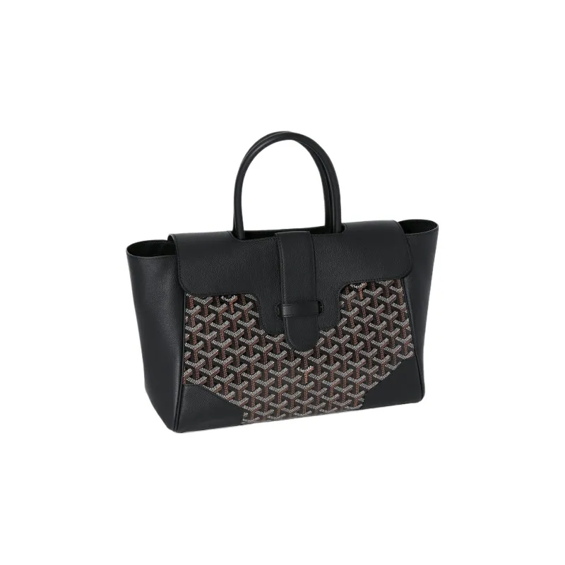 GOYARD Saigon Canvas With Leather Xigong Tote Handbags Shoulder Bags Large Size Unisex Black-2