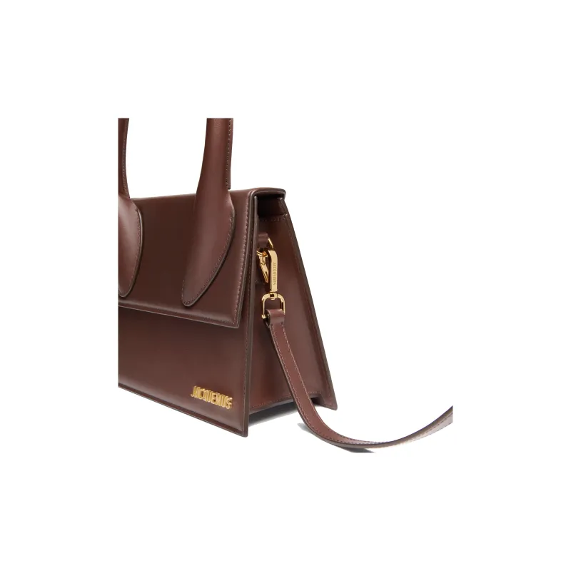 Jacquemus LE GRAND CHIQUITO Cow Leather Shoulder Bag, Crossbody Bag, Handbag Tubas Women's Dark Brown-4