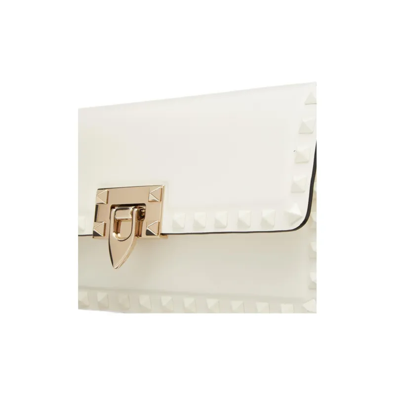 Valentino Rockstud Smooth Calf Leather Handbag Shoulder Bag Women's Ivory White-4