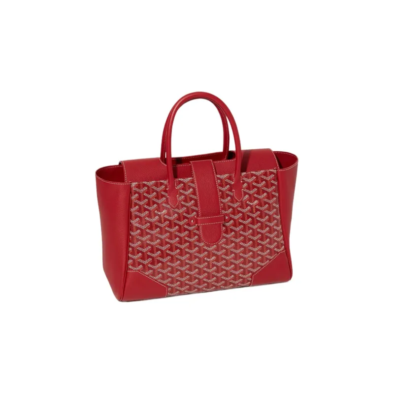 GOYARD Saigon Canvas With Leather Xigong Tote Handbags Shoulder Bags Large Size Unisex Red-3