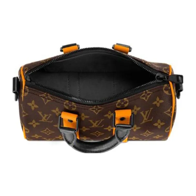LOUIS VUITTON Keepall Coated Canvas With Leather Shoulder Bag, Crossbody Bag, Handbag Regular Women's Brown/Orange-3