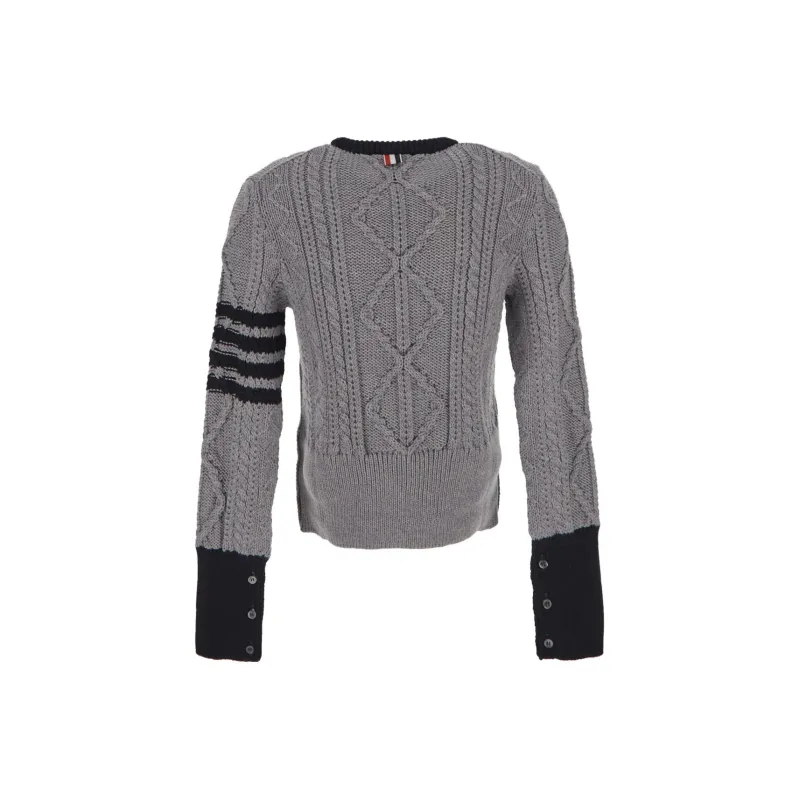 THOM BROWNE Signature 4-Bar Stripe Crewneck Pullover-1