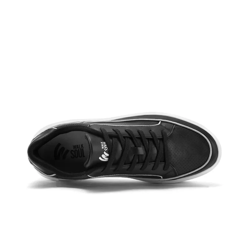 WALK SOUL Anti-Slip Wear-Resistant Breathable Moisture-Wicking Low-Top Skateboard Shoes Men's Black White Dark Blue-3