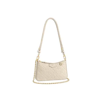 LOUIS VUITTON Wrinkle Free Cow Leather Shoulder Bag Women's Cream White