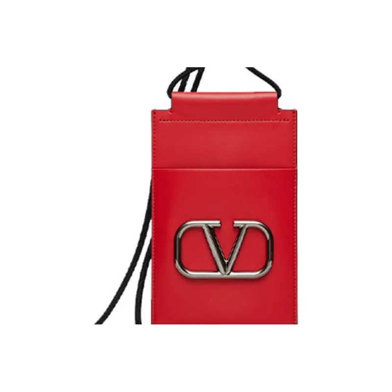 Valentino Calfskin Cell Phone Pouch Regular Men's Red-1