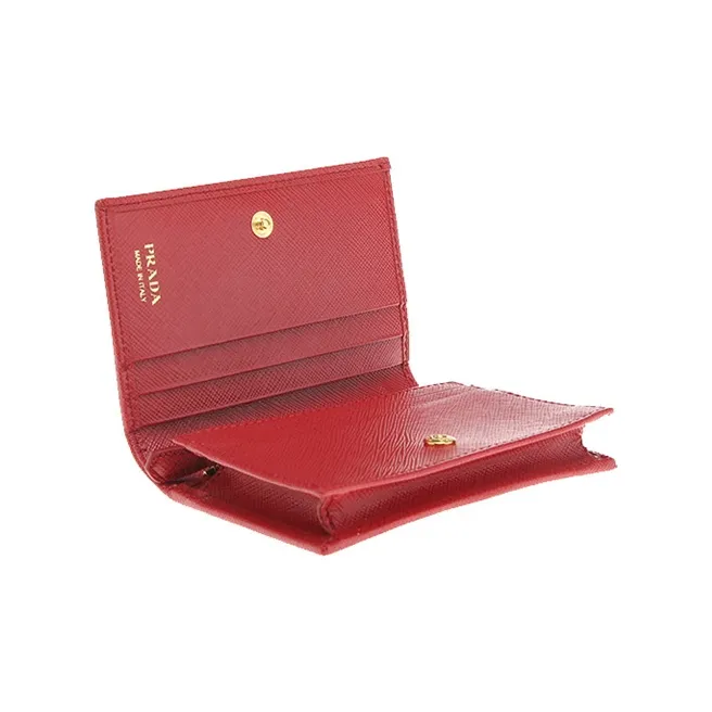 PRADA Cow Leather Wallet Regular Women's Red-3