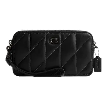 COACH Kira Leather Wrist Bag Clutch Trumpets Women's Black