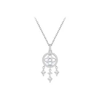 FANCI S925 Silver With White Mother Of Pearl Gemstone Inlaid Necklaces Women's