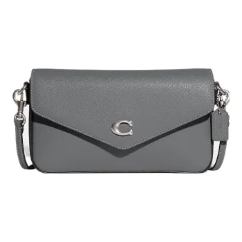 COACH Wyn Cross-Stitch Leather Shoulder Bag Crossbody Bag Small Size Women's Dark Gray
