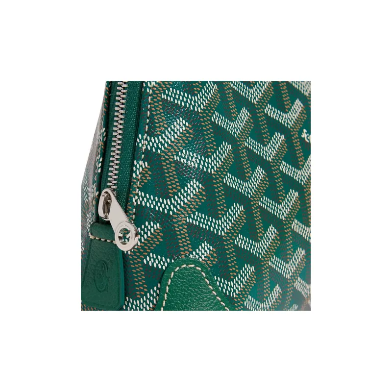 GOYARD Vendôme Canvas With Calfskin Dog's Teeth Toiletry Bag Makeup Bag Women's Green/Blue Heart-Shaped Balloons-3