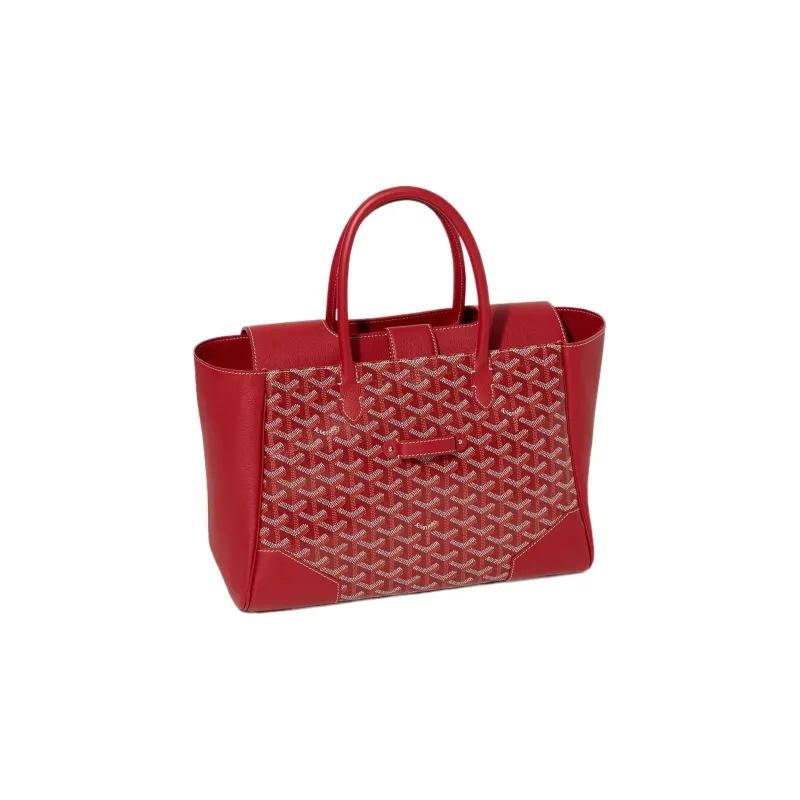 GOYARD Saigon Canvas With Leather Xigong Tote Handbags Shoulder Bags Large Size Unisex Red-4